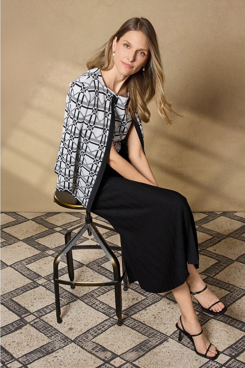 Heritage Monochrome Geometric Knit Jacket, Alternate, color, Ivory/Black
