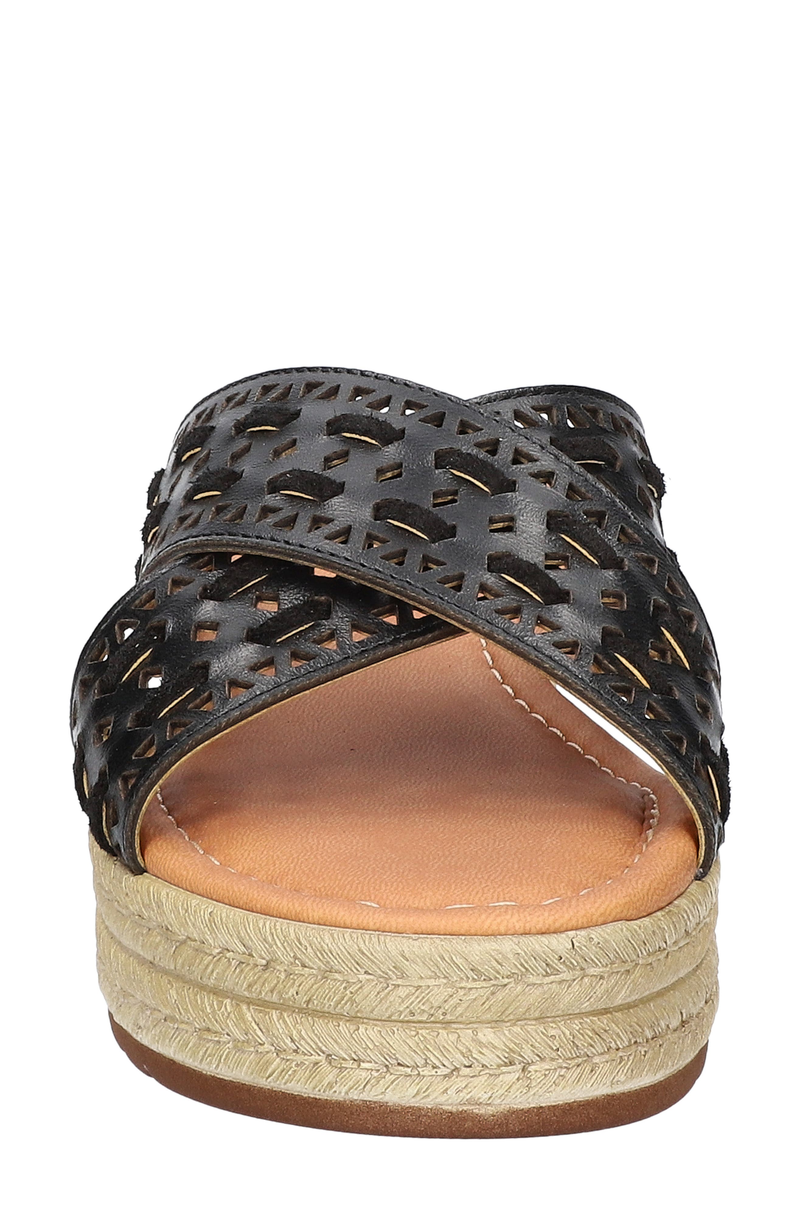 Bella Vita Exa-Italy Espadrille Platform Slide Sandal, Alternate, color, Black Leather