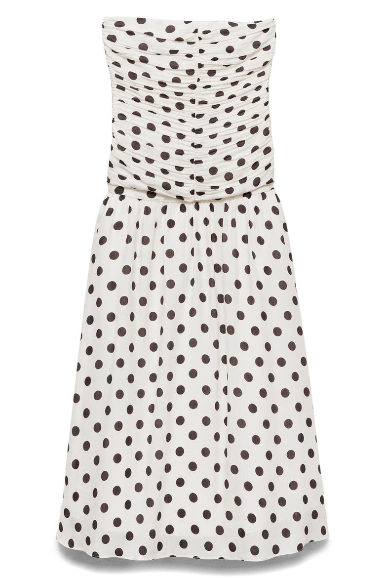 Polka Dot Ruched Maxi Sundress, Alternate, color, OFF WHITE