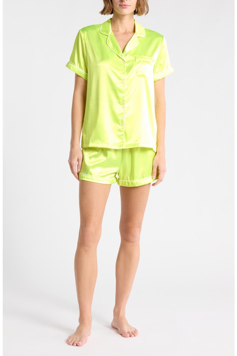 Dixie Satin Shorts Pajamas, Main, color, LIME PUNCH