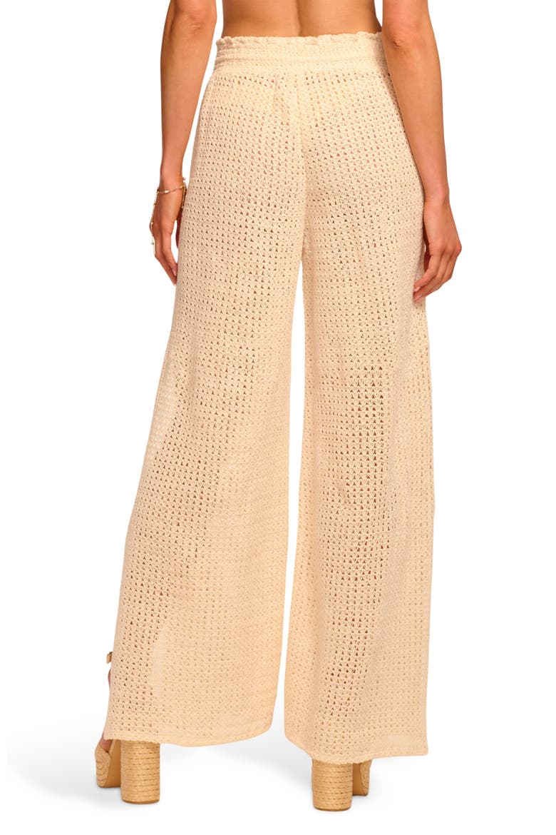 Glora Tie Waist Wide Leg Crochet Cover-Up Pants, Alternate, color, OFF WHITE CROCHET