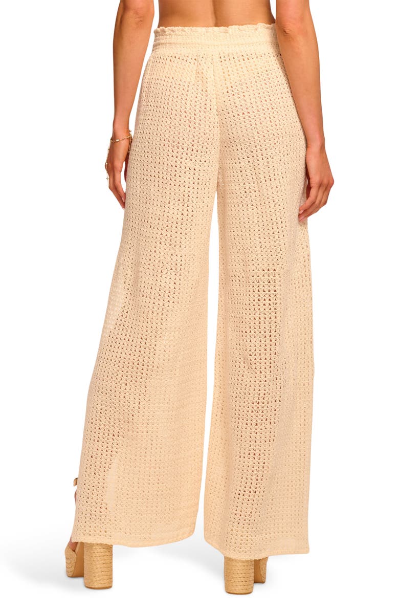 Ramy Brook Glora Tie Waist Wide Leg Crochet Cover-Up Pants, Alternate, color, Off White Crochet
