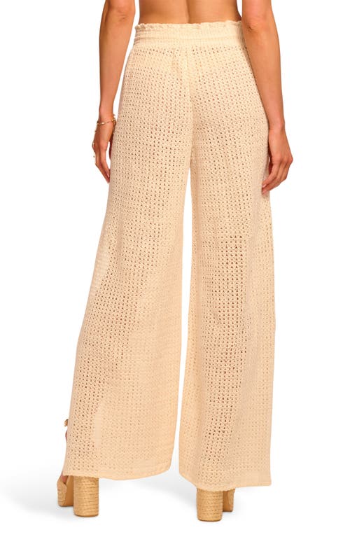 Ramy Brook Glora Tie Waist Wide Leg Crochet Cover-up Pants In Neutral