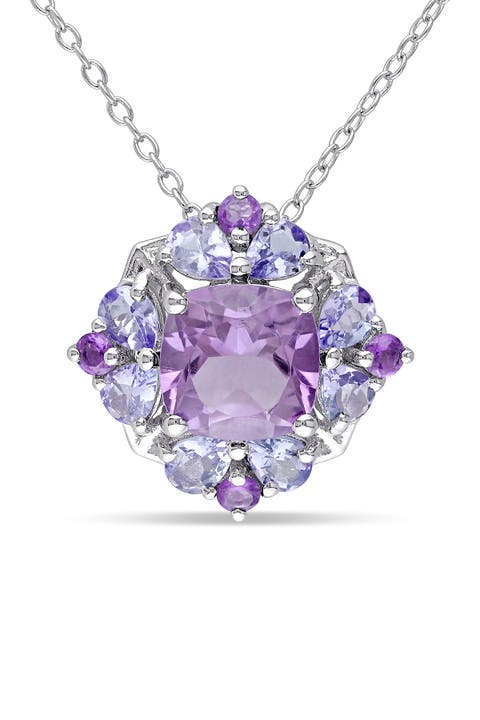 Amethyst & Tanzanite Pendant Necklace