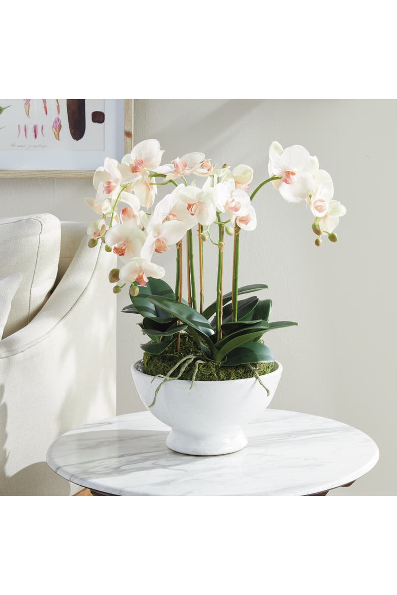 Phalaenopsis Orchid Bowl Artificial Plant Drop-In, Main, color, Pink