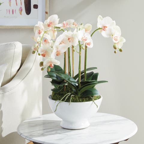 Phalaenopsis Orchid Bowl Artificial Plant Drop-In