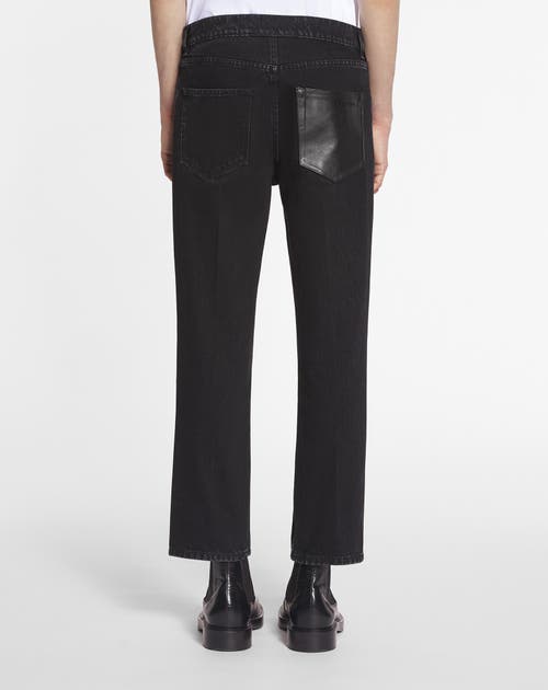 Lanvin Straight Leather Patch Pants In Denim In Black