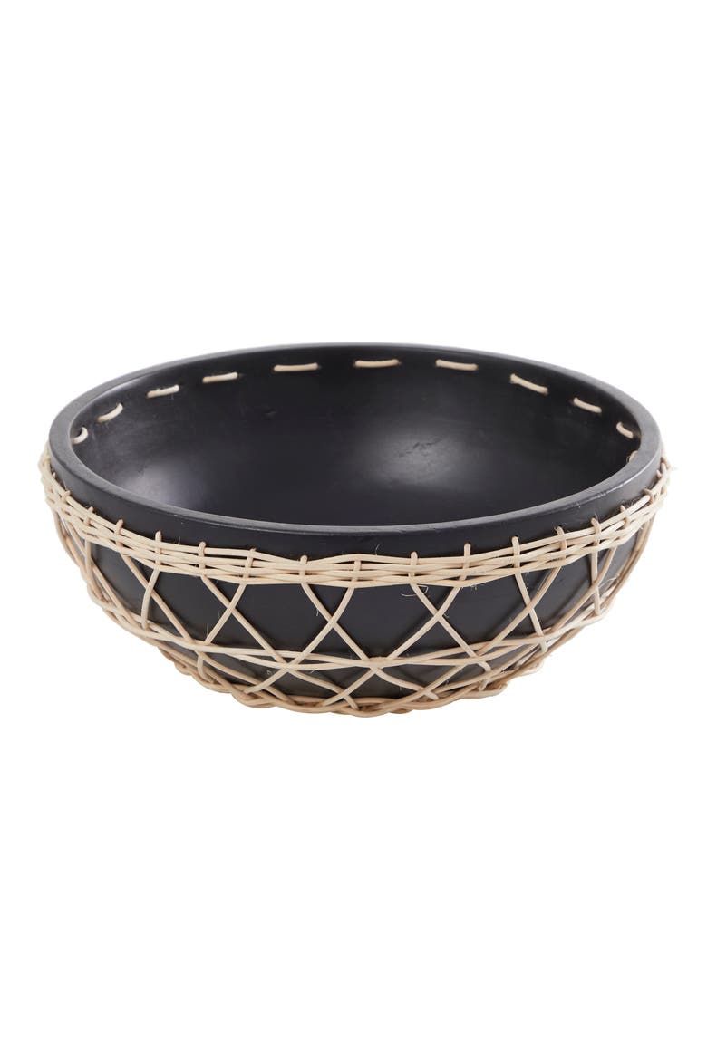 Decorative Wood Bowl, Alternate, color, BLACK