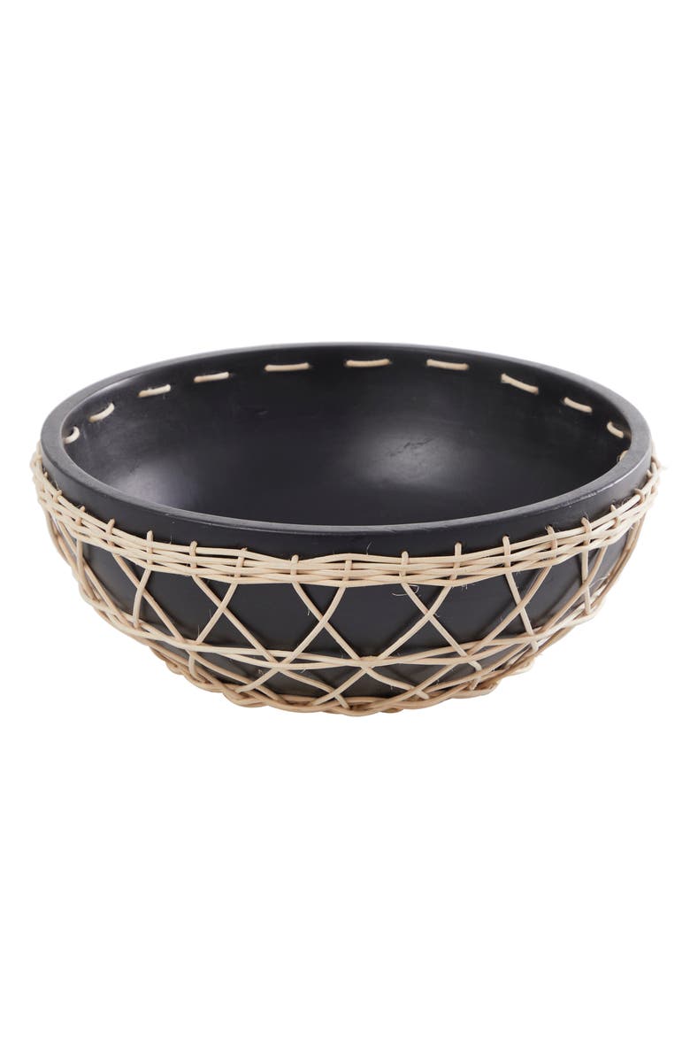 GINGER BIRCH STUDIO Decorative Wood Bowl, Alternate, color, Black