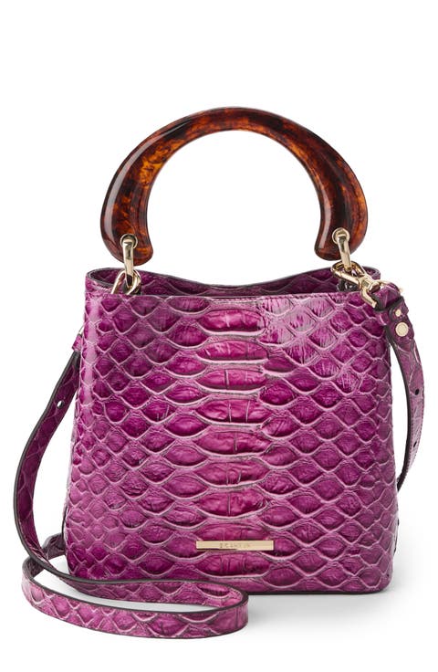 Mod Mini Amelia Croc Embossed Leather Bucket Bag