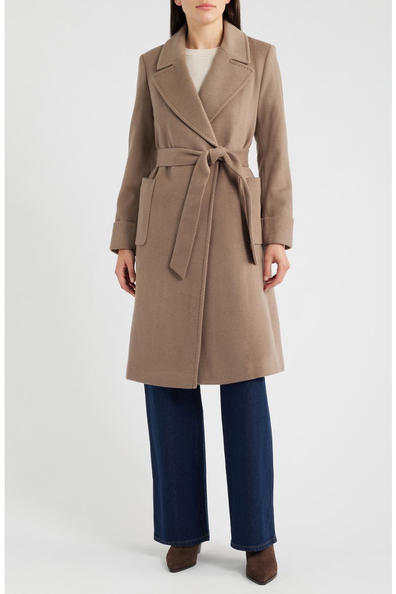 Wool Blend Wrap Coat, Main, color, TRUFFLE