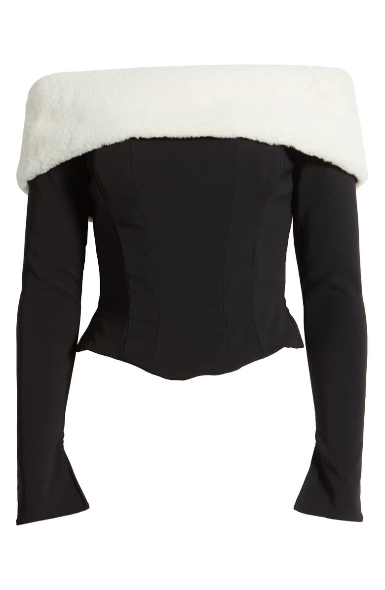 Mistress Rocks Faux Fur Trim Corset Top, Alternate, color,