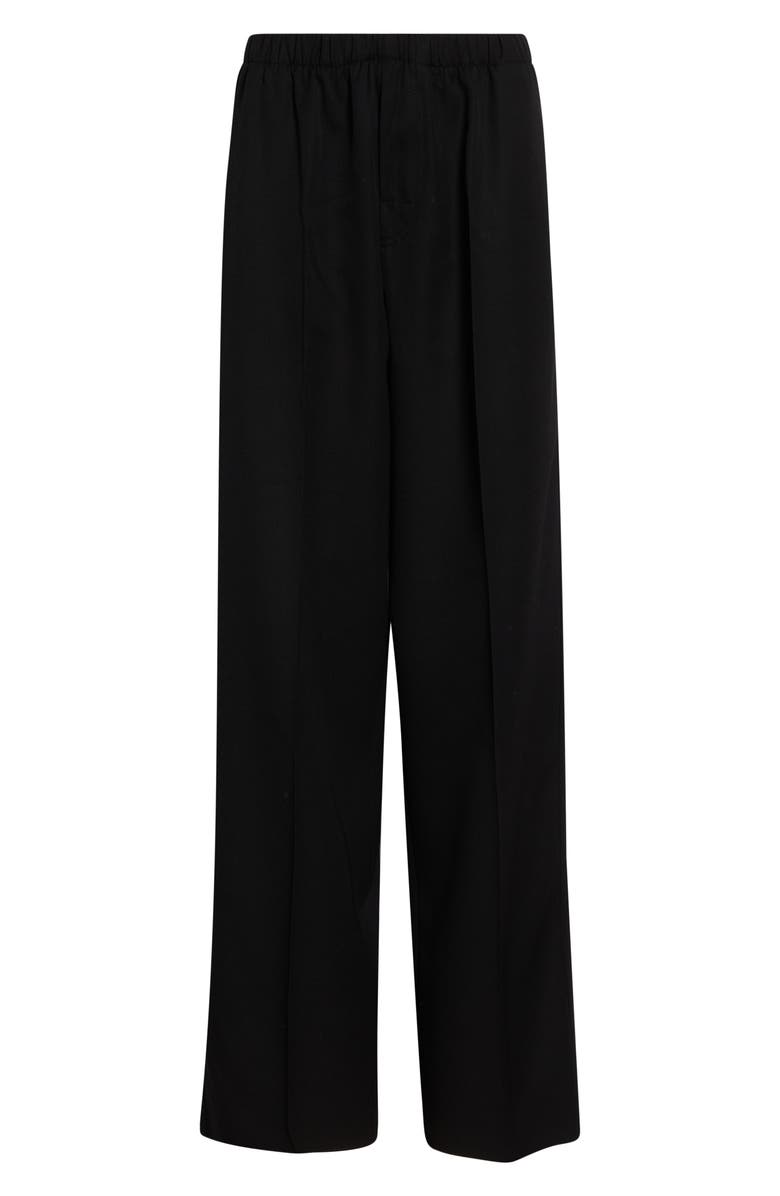 Bottega Veneta Wool Grain de Poudre Wide Leg Pants, Alternate, color, 1010 Double Black