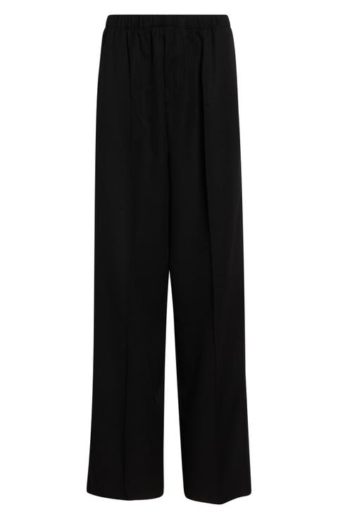 Wool Grain de Poudre Wide Leg Pants