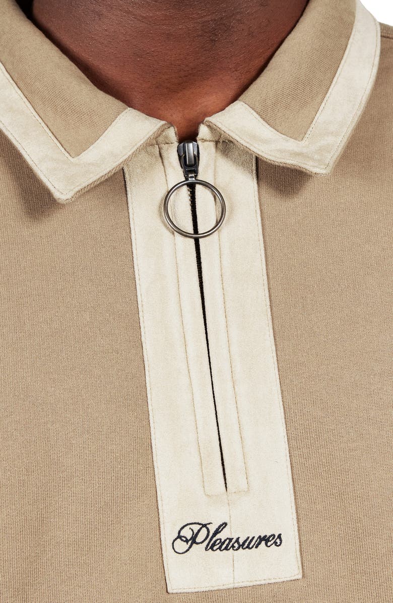 PLEASURES Drift Cotton Quarter Zip Polo, Alternate, color, Tan