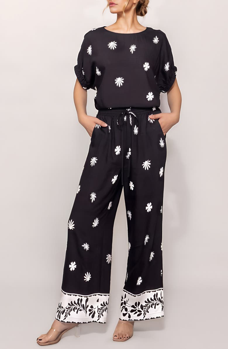 MELLODAY Floral Print Short Sleeve Top, Alternate, color, 