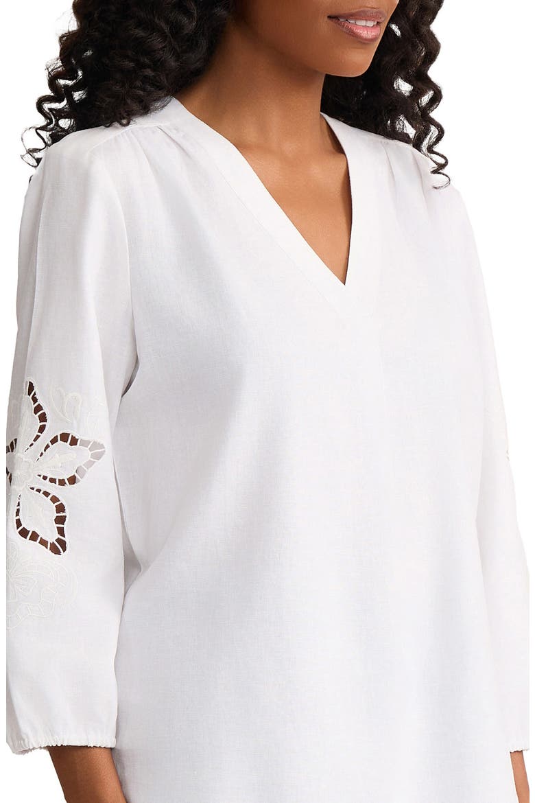 Embroidered Pleat Front Tunic, Alternate, color, NATURAL WHITE