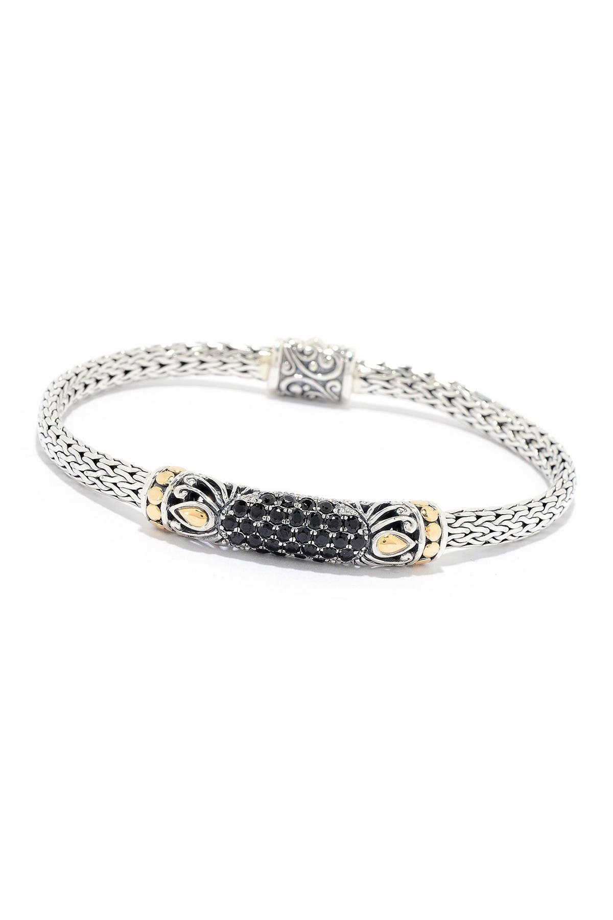 SAMUEL B. Sterling Silver & 18K Gold Pave Black Spinel Tulang Naga Bracelet