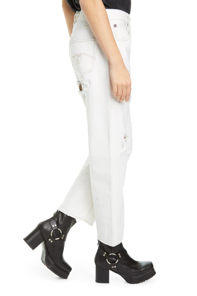 High Waist Ripped Boyfriend Jeans, Alternate, color, NOLLIE WHITE