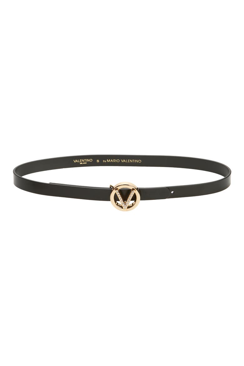 Baby Logo Buckle Leather Belt, Main, color, BLACK