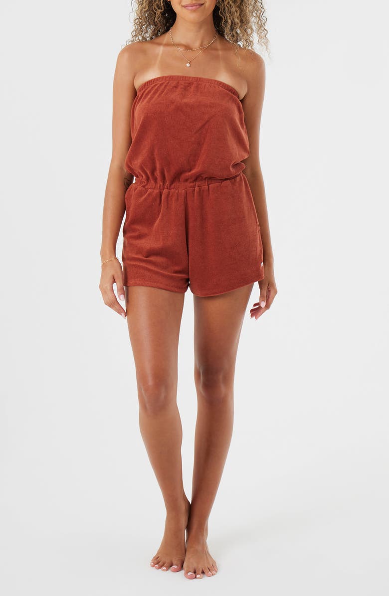 Roxy Special Feeling Strapless Terry Cloth Cover-Up Romper, Main, color,