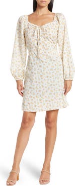 TASH AND SOPHIE Printed Long Puff Sleeve A-Line Dress