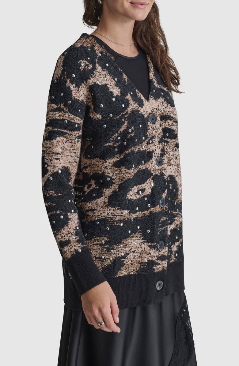 DKNY Oversize Studded Sweater, Alternate, color, Black/ Truffle