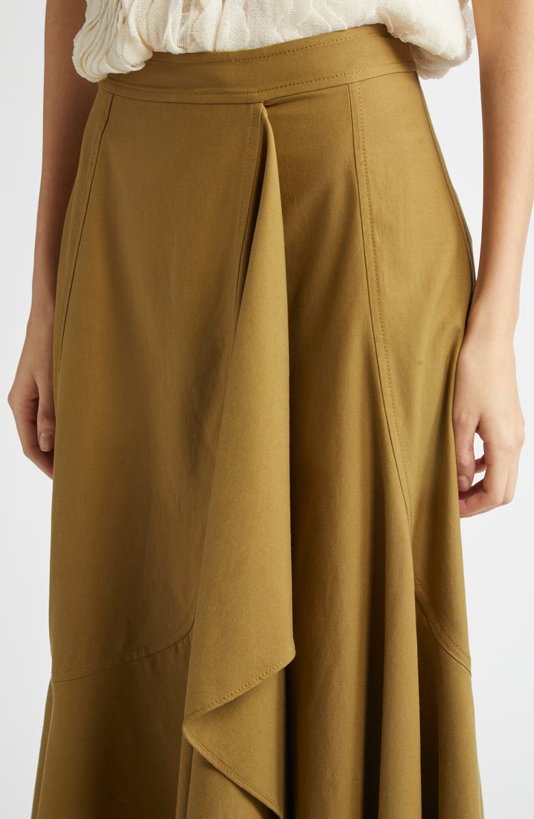 Ulla Johnson Sabina Cascasde Ruffle Cotton Blend Skirt, Alternate, color, Lichen