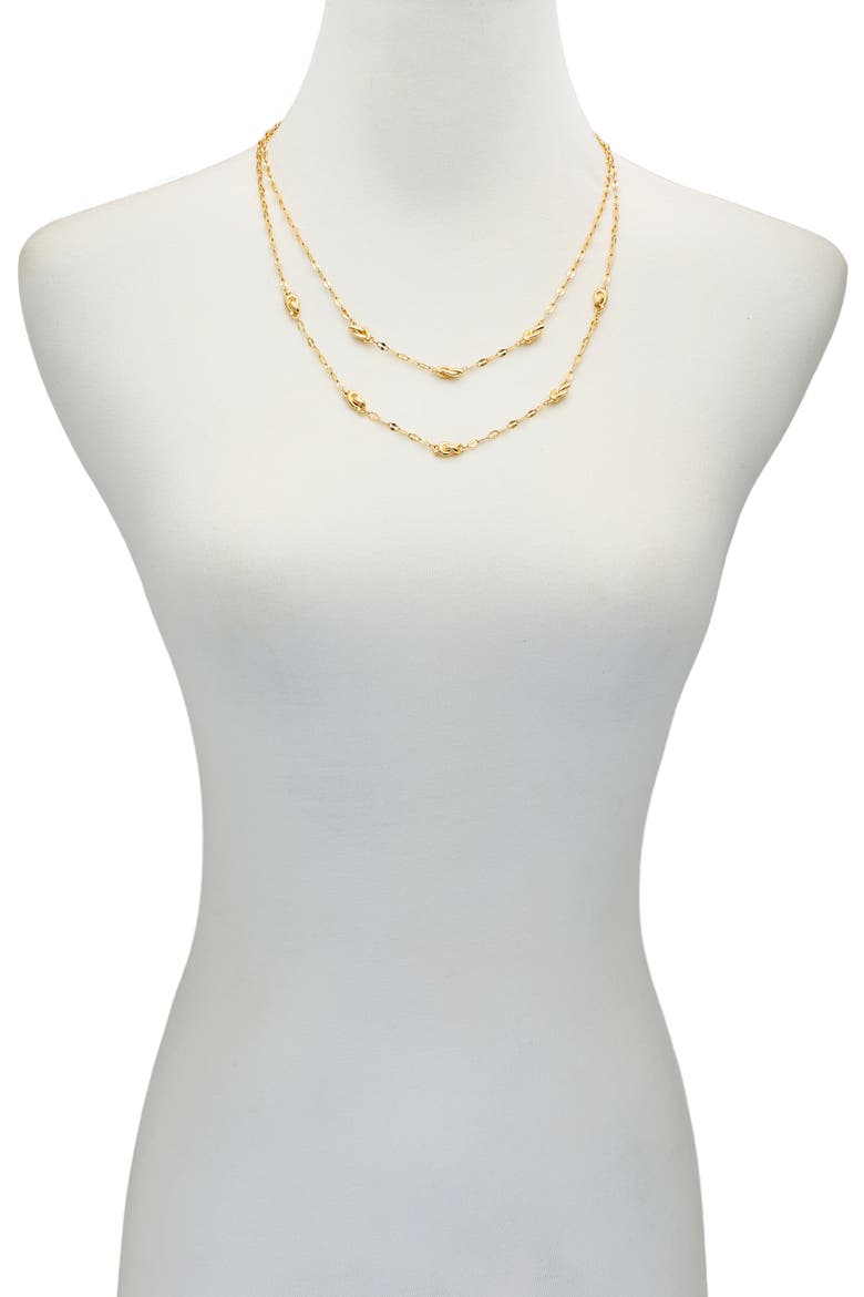 Knot Station Layered Necklace, Alternate, color, GOLDTONE