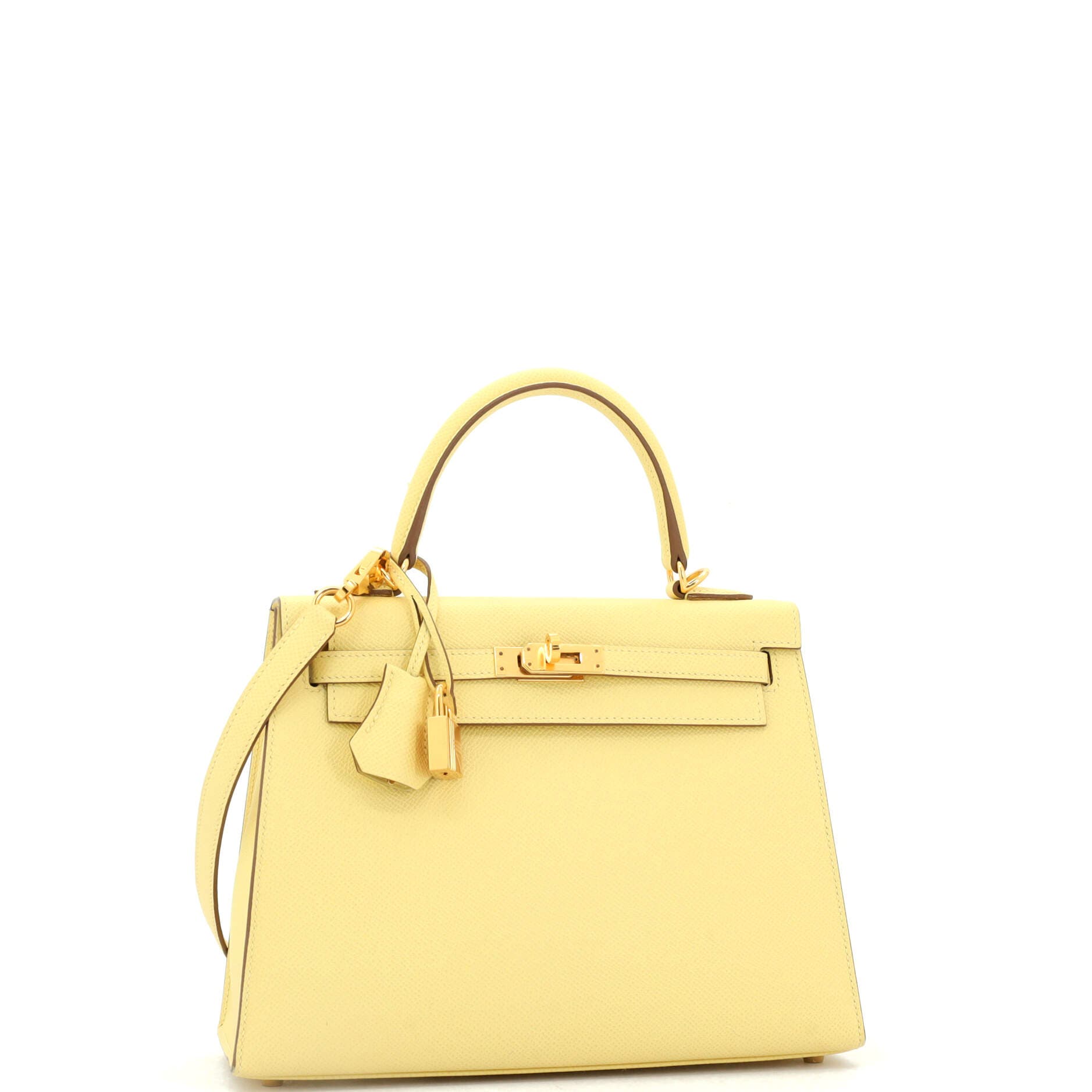 Pre-Owned Hermes Kelly Handbag Yellow Epsom with Gold Hardware 25, Alternate, color, Jaune Poussin