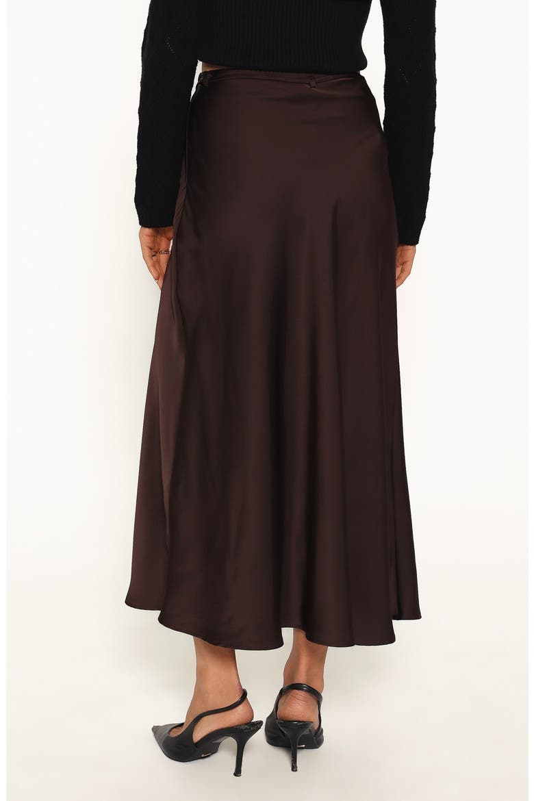 Bayley Satin Midi Skirt, Alternate, color, CHOCOLATE BROWN