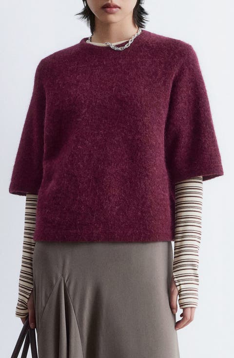 Alpaca & Wool Blend Elbow Sleeve Sweater