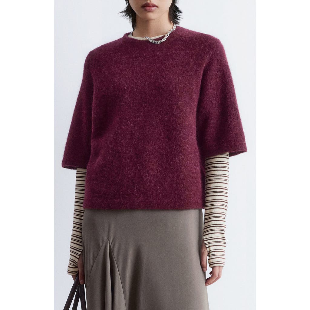 & Other Stories Alpaca & Wool Blend Elbow Sleeve Sweater In Burgundy