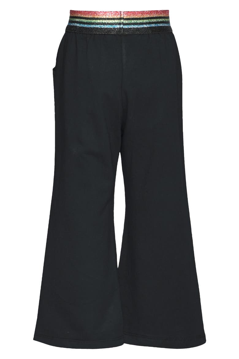 Kids' Glitter Accent Flare Leg Pants, Alternate, color, BLACK