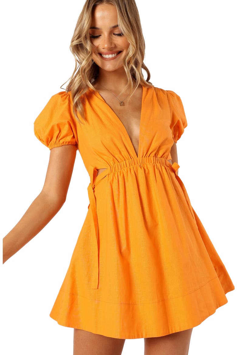 Sachie Puff Sleeve Cutout Minidress, Alternate, color, ORANGE