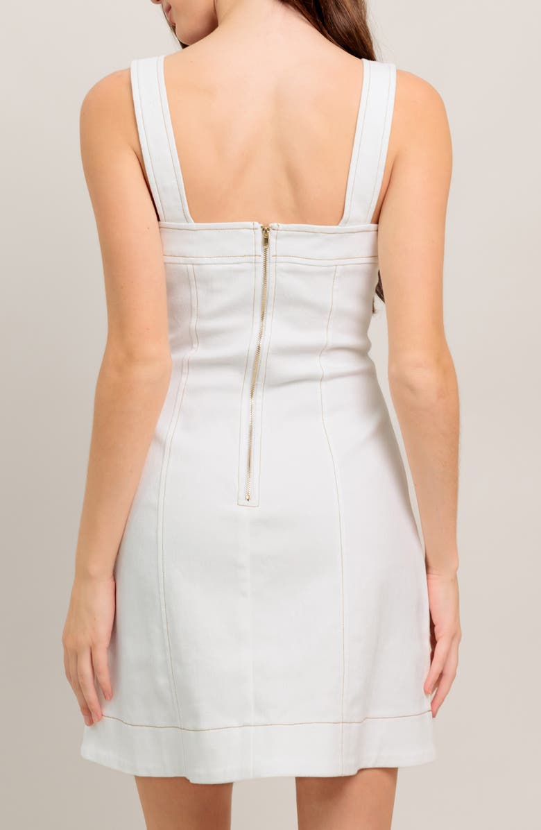 FLYING TOMATO Sleeveless Denim Minidress, Alternate, color, White