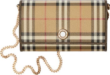 Burberry Check Chain Strap Wallet | Nordstrom