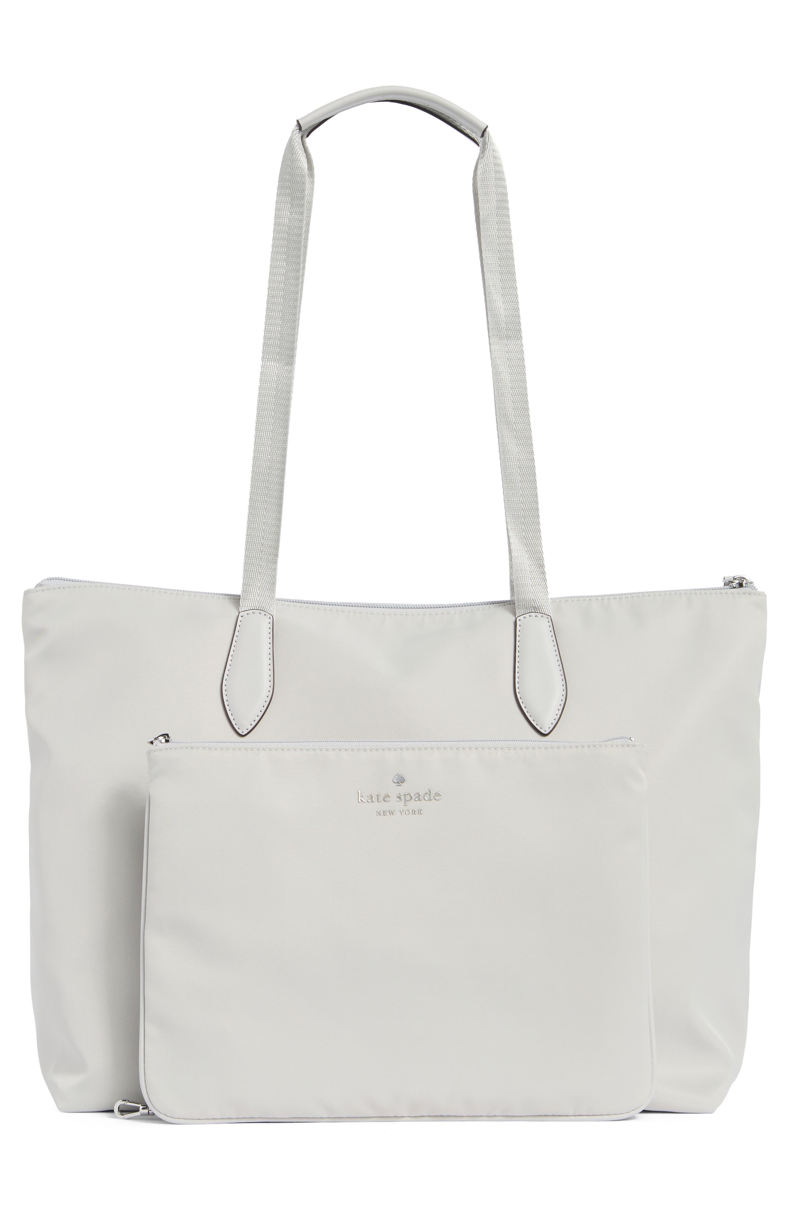 Kate Spade New York packable tote with zip pouch, Alternate, color, Platinum Grey