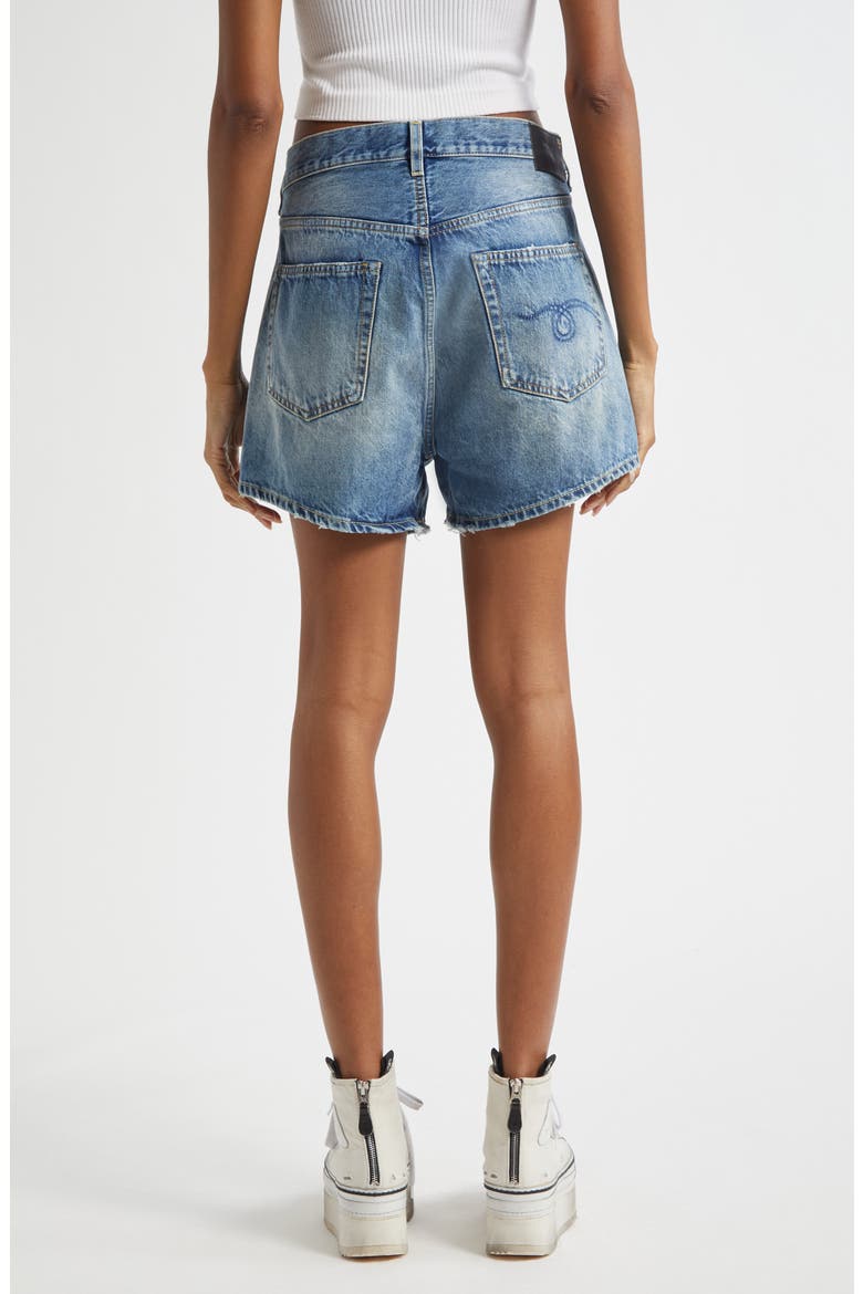Crossover Distressed Denim Shorts, Alternate, color, BAIN BLUE