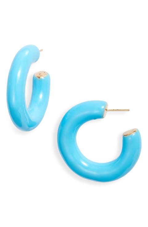 Large Enamel Tube Hoop Earrings
