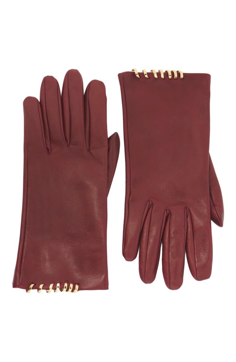 Lanvin Melodie Leather Gloves By Lanvin, Main, color, Burgundy