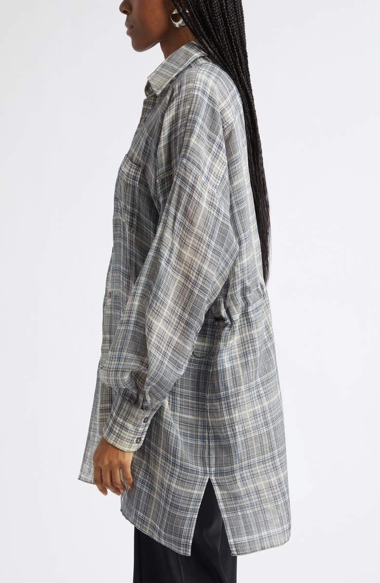 Coperni Check Zero Waste Cotton Button-Up Shirt, Alternate, color, Grey