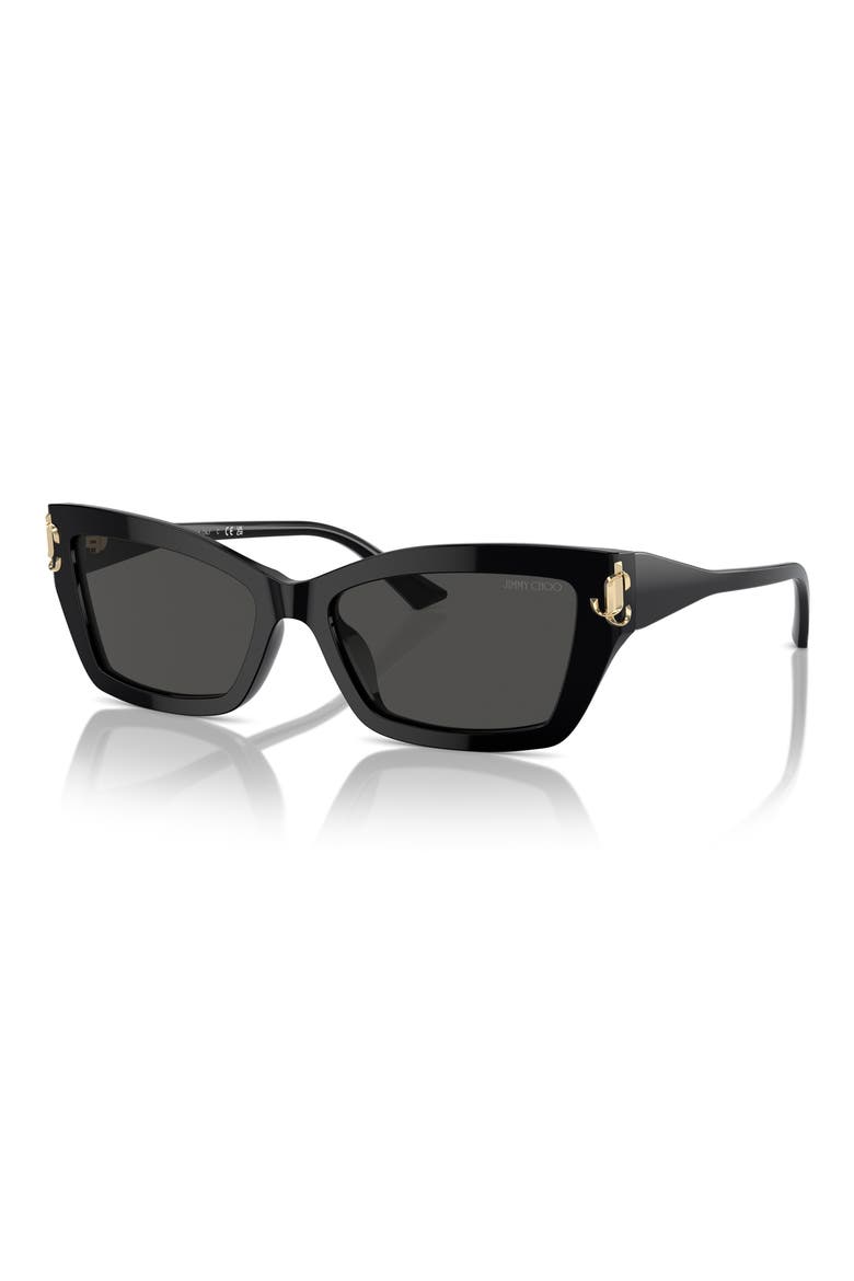 55mm Cat Eye Sunglasses, Alternate, color, BLACK / DARK GREY
