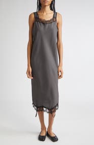 MM6 Maison Margiela Convertible Lace Trim Satin Midi Dress