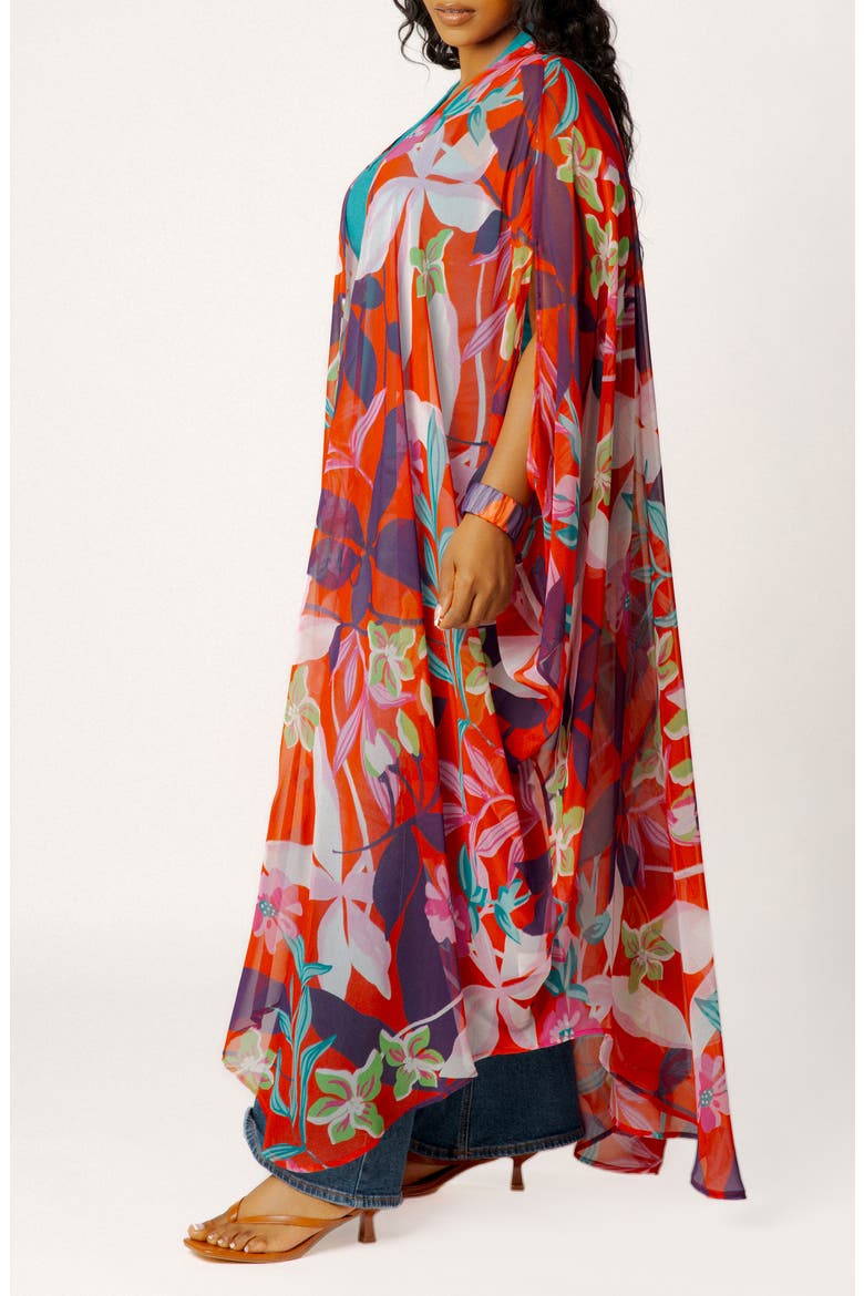 Floral Robe with Wristband, Alternate, color, RED MULTI