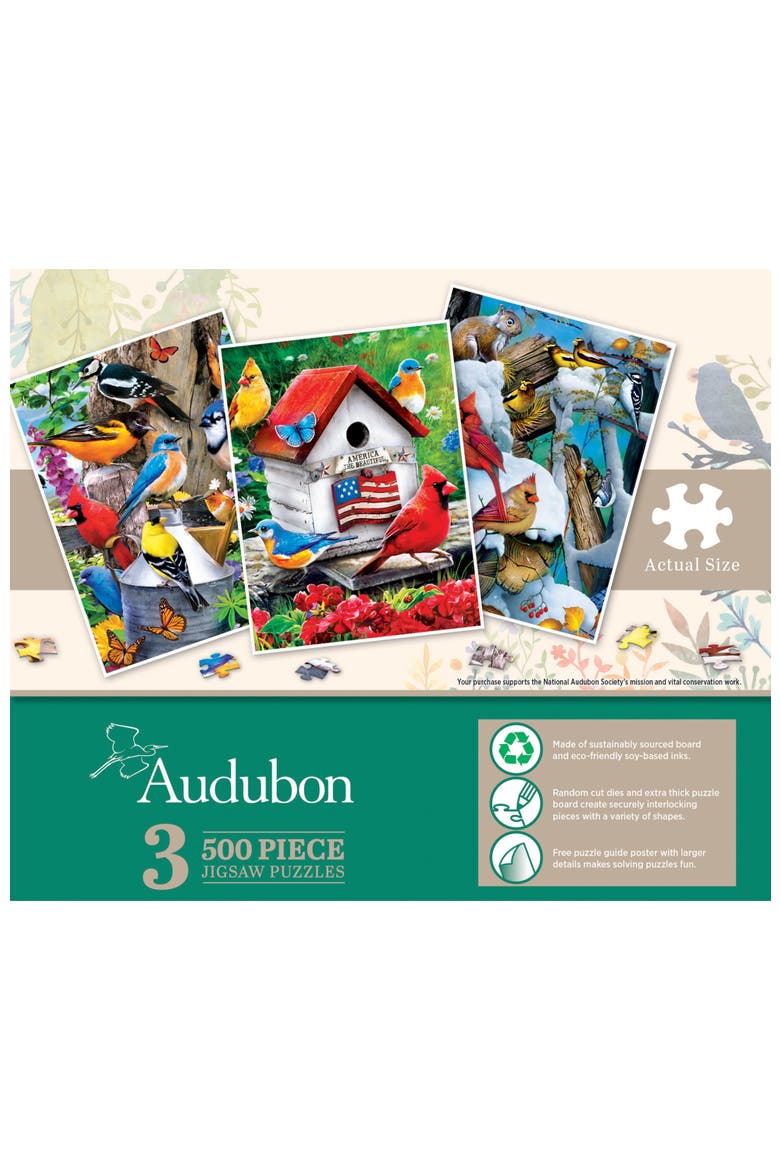 Audubon 500 Piece Puzzles 3-Pack, Alternate, color, Multicolor