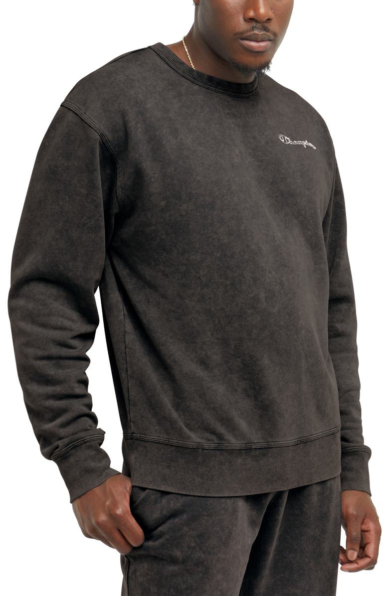 Champion Acid Wash Cotton Blend Crewneck Sweatshirt, Main, color, 