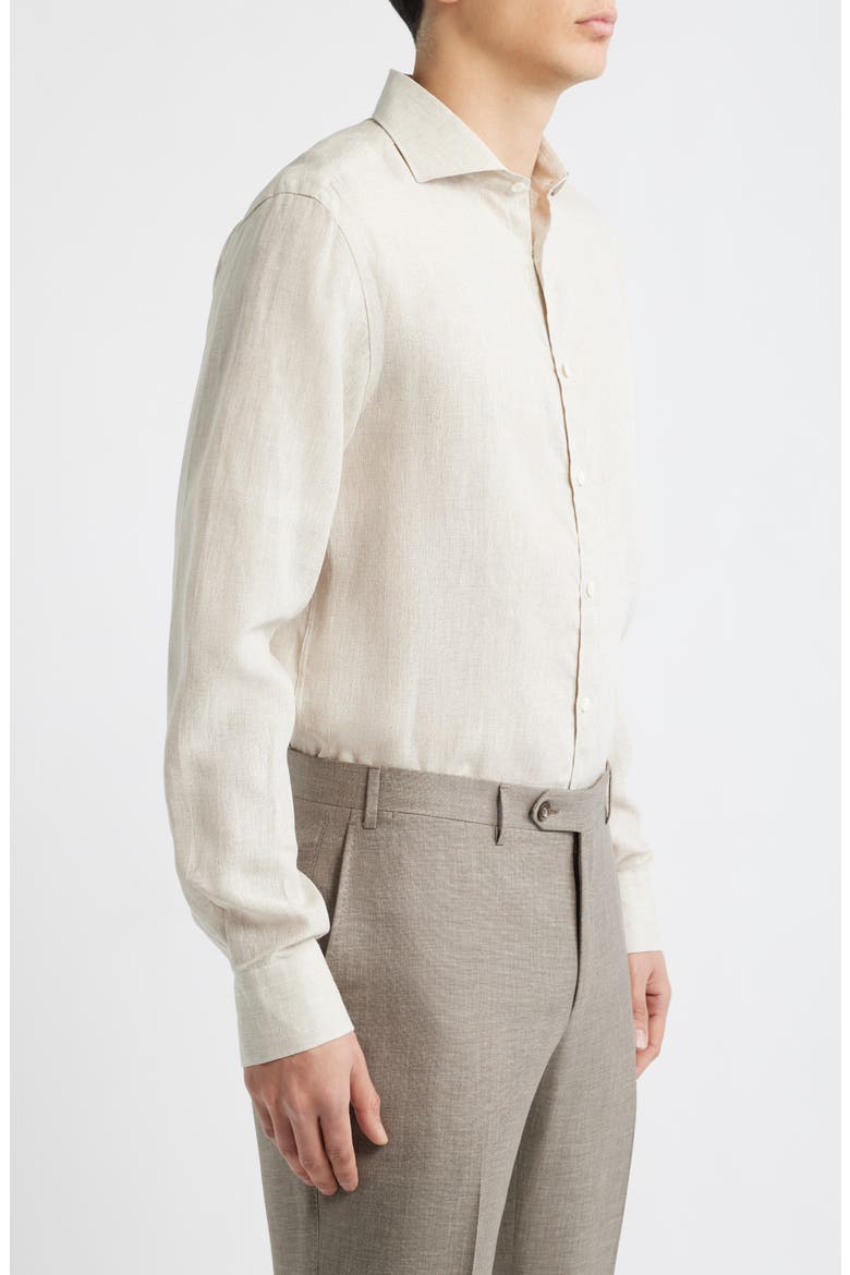 Regular Fit Linen Button-Up Shirt, Alternate, color, BEIGE