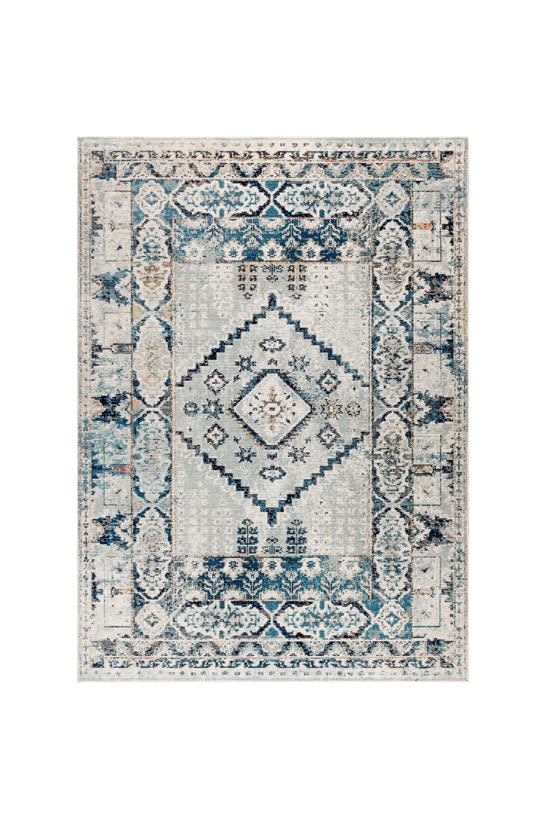 Osuna Diamond Vintage Medallion Indigo Area Rug, Main, color, Indigo Blue/Ivory