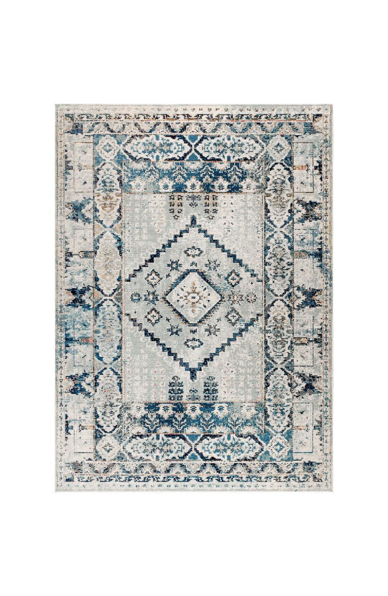 JONATHAN Y Osuna Diamond Vintage Medallion Indigo Area Rug, Main, color, Indigo Blue/Ivory